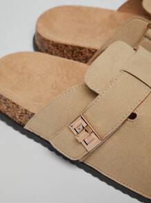 SHUZIA 男士极简主义金色储物柜软木鞋床黑色土豆木屐——优质结构，足弓支撑，游艇到街头风格 - 米色 - 查看 5