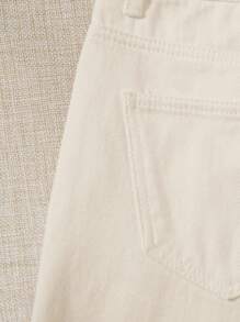 SHEIN EZwear Summer Rolled High-Rise Denim Shorts - Beige - View 5