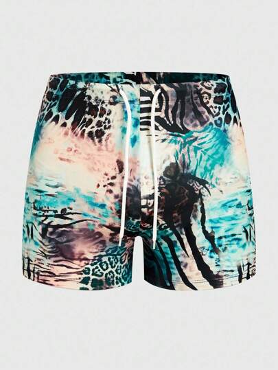 Street Life Men's Leopard & Zebra Print Drawstring Waist Boxer Briefs Swimwear