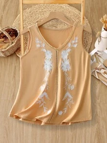 Rusticease 女士度假休闲花朵刺绣吊带背心