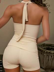 SHEIN SXY 女士 2 件套休闲前纽扣上衣和迷你短裤