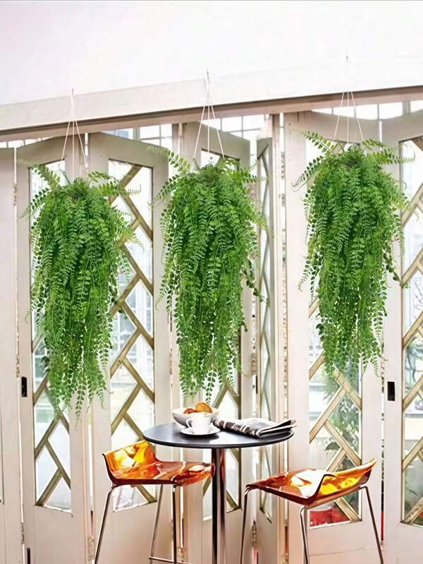 1PC Artificial Potted Green Plants, False Fern Leaves Decorating Walls, False Flower Green Plants Decorating Homes, Gardens, Weddings, Parties, Indoors And Outdoors, Artificial Flower Green Plants