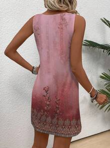 SHEIN LUNE 女士休闲复古花卉印花圆领吊带裙，适合春夏季