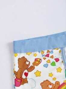 SHEIN X Care Bears 女士字母和卡通熊图案吊带背心和平角裤内衣套装 - 藍色 - 查看 5