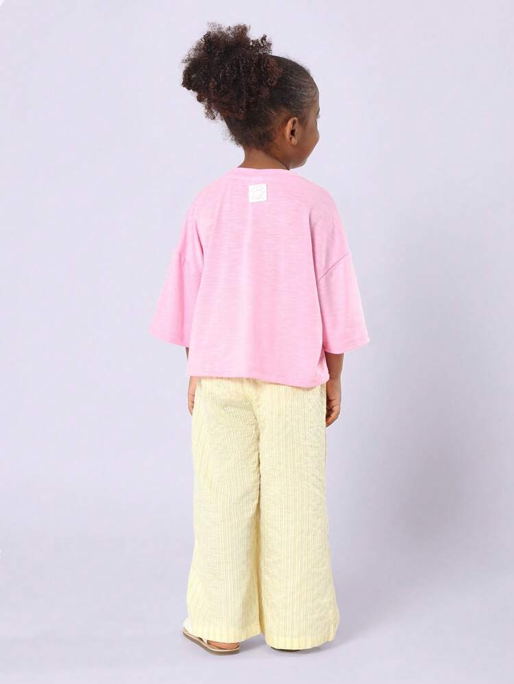 Beach Print T-Shirt With Wide Leg Pants