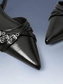 CUCCOO GRLICON Women's Fashion Black Punk Style High Heel Pumps