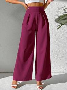 SHEIN Clasi 女士高腰褶皱阔腿宽松休闲裤