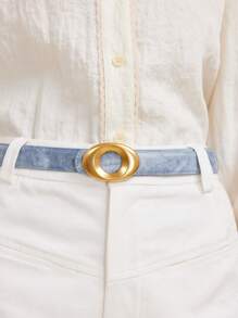 MOTF PREMIUM 椭圆形扣PU皮带 - 淺藍色 - 查看 2