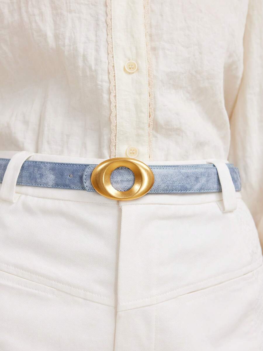 MOTF PREMIUM 椭圆形扣PU皮带 - 淺藍色 - 查看 2