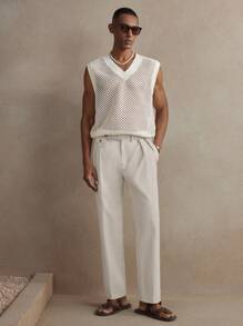 AKNOTIC Business Casual Men's Woven Linen Loose Long Casual Trousers, Suitable For Daily, Fall - Dark Grey - View 2