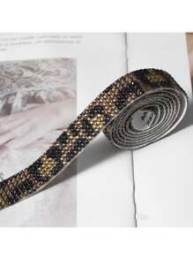 1 Yard Self Adhesive Crystal Rhinestone Ribbon, Rhinestone Strips, DIY Diamond Bling Ribbon Stickers Rhinestone Tape Roll For Crafts Phone Car Decorations - leopard print - View 2