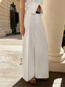 Maija Quần ống rộng thiết kế túi bên hông phong cách thành phố hiện đại 2025, thích hợp cho đầu thu - trắng - Xem 9