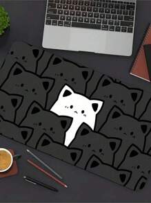 SHEIN 1件黑猫白猫鼠标垫简约大号家用办公学生电竞腕垫锁边软桌布笔记本电脑垫男女 - 多色 1 - 查看 6