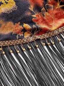 ROMWE Hippie Bộ váy midi và áo dài nhung đính hạt họa tiết Paisley cổ điển cỡ lớn cho nữ - Nhiều màu - Xem 5