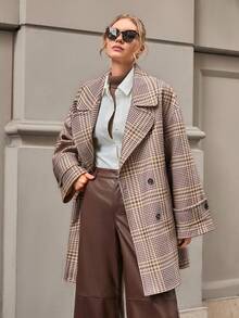 CLARA VERO Women Button Detailed Plaid Long Overcoats - Multicolor - View 1