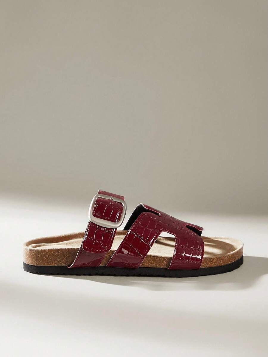 Solecia نعال كاجوال سيدات بمنصة سميكة والقابلة للتعديل بواسطة إبزيم - الأحمر - مشاهدة 1