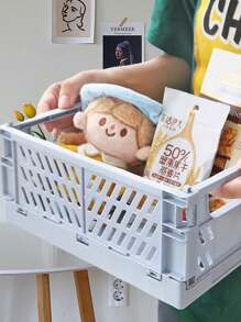 Foldable Storage Basket Collapsible Desktop Organizer With Handles Pastel & Vibrant Colors Plastic Storage Bin For Study Essentials Home Organization Room Decor Space Saving Shelf Organizer Table Tidy Must Have Household Organizers Multi-Use Decor Dorm Room Essentials Back To School Organization