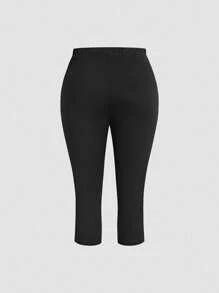 INAWLY Quần legging lửng thời trang nữ, cạp chun đính đá lấp lánh. - màu đen - Xem 2
