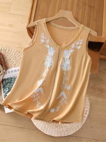 Rusticease 女士度假休闲花朵刺绣吊带背心