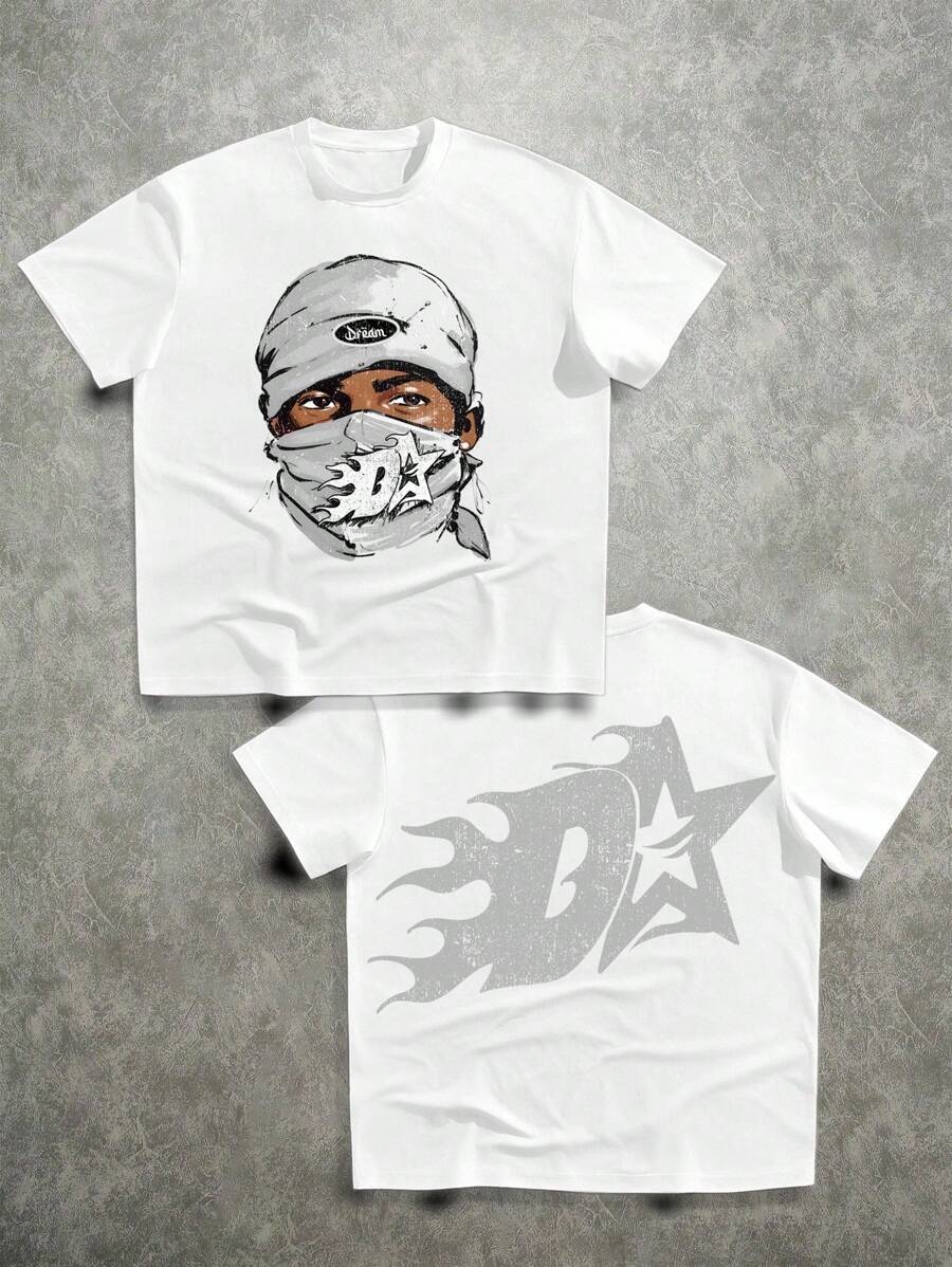 Manfinity Roghcode Áo thun in hình toàn bộ cỡ lớn OEM (Cổ rộng) - trắng - Xem 1