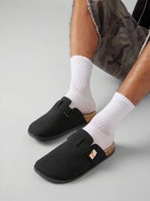 SHUZIA 男士极简主义金色储物柜软木鞋床黑色土豆木屐——优质结构，足弓支撑，游艇到街头风格 - 黑色 - 查看 6