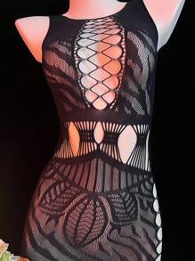 SHEIN 1件套女士性感纯色镂空内衣裙