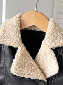 SHEIN Baby Boys Casual Versatile Thermal Lined Jacket, Autumn/Winter Fall - Black - View 3