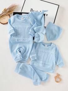 SHEIN Newborn Baby Boy Clothes Gift Set, Blue Fall Winter - Blue - View 1