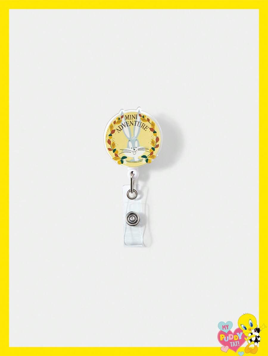 LOONEY TUNES X SHEIN Cute Letter And Cartoon Rabbit Pattern Keychain - Yellow - View 1
