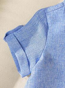 SHEIN 2pcs/Set Baby Boy/Girl Stand Collar Short Sleeve Half-Zip Top And Elastic Waist Long Pants Set - Multicolor - View 4