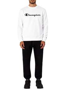 Champion Men's Letter Print Casual Loose Fit Crew Neck Long Sleeve Sweatshirt - White - View 3