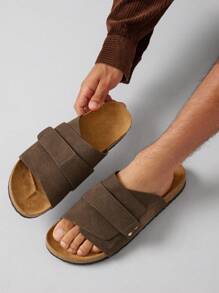 SHUZIA Men's Comfortable Arch Support Adjustable Strap Cork Footbed Sandals - Olive Green - View 3