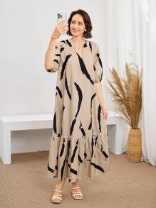 Miaspire Women's Daily Wear Holiday DressSpring And Summer V-Neck Brush Print Khaki Daily Casual DressModest Dresses For WomenTeacher Outfits For Women Mothers Day Outfit Gift For Mom, Fall Women Clothes,Country Outfits Women,Vintage Clothes Women Summer Long Dress Casual Long Dress Printed Maxi Dress Women Maxi Dress,Flowy Dress Casual Maxi Dress