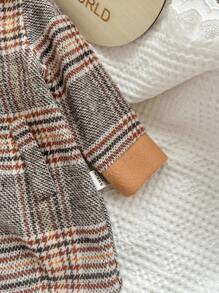 SHEIN Newborn Baby Girls' Cute Versatile Plaid Hooded Jacket, Autumn/Winter Baby Boy Fall Clothes Baby Boys Fall Clothes Baby Girl Fall Clothes Jackets Brown Vintage Baby Boy Clothes Baby Boy Spring Jacket - Grey - View 6