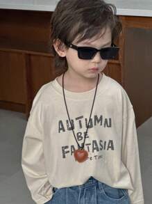 Dazy Kids Toddler Boys' Loose Casual Letter Print Long Sleeve T-Shirt, Autumn