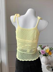 Comfortcana Débardeur en Top crochet tricoté à découpe ajourée