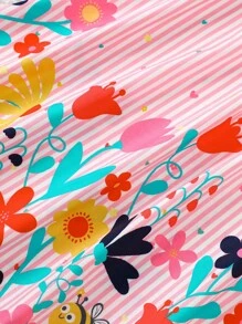 Souflis Souflis 女童休闲/度假碎花荷叶边A字吊带裙，适合学校、校园、大学女生穿着，碎花连衣裙，夏季女童连衣裙，女童夏季连衣裙，女童碎花连衣裙 - 粉色 - 查看 5