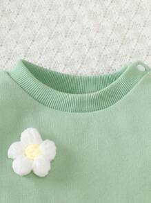 SHEIN 新款绿色长袖碎花连体衣，适合新生女宝宝，可爱休闲，简约舒适，秋冬季必备。 - 綠色 - 查看 6