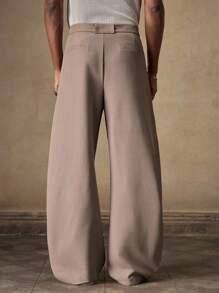 AKNOTIC Herren Khaki Lässig Loose Straight Leg Hose, Alltags Schlichte Weite Bein Hose für junge Erwachsene, Designer Boyfriend Stil Lehrer & Absolvent Geschenk Saison - Armeegrün - Übersicht 5