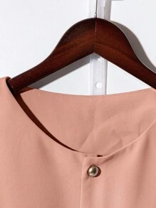 Franclia 2件套女士时尚高品质圆领短袖衬衫和休闲裤套装，适合大学生穿着 - 粉色 - 查看 5