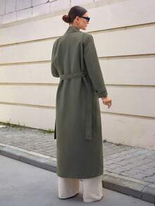 CLARA VERO 女式卡其绿色系带休闲风衣 - 軍綠色 - 查看 2