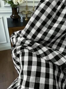 SHEIN EZwear 女式夏季新款格子背带裙，细肩带露背连衣裙 - 黑色 - 查看 7