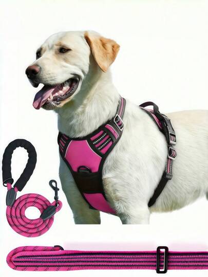 Reflective Light Dog Harness Set 2 Packs With 1.5m Leash Breathable Pet Vest For LargeMediumSmall Dogs Kittens Adjustable Chest Harness Walking Lead Accessories For Comfort