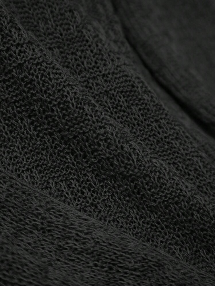 Franclia 女士休闲半透明V领开衫，春夏 - 黑色 - 查看 5