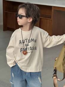 Dazy Kids Toddler Boys' Loose Casual Letter Print Long Sleeve T-Shirt, Autumn