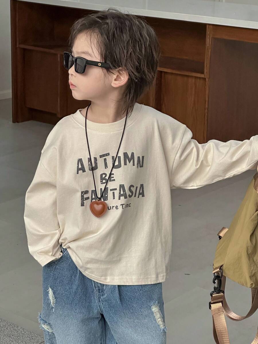 Dazy Kids Toddler Boys' Loose Casual Letter Print Long Sleeve T-Shirt, Autumn