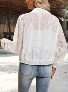 EMERY ROSE Chaqueta de manga larga con cierre de cremallera de corte holgado y casual, versátil para el uso diario de la mujer