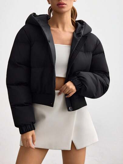 EURMUSE Women Long Sleeve Hooded Short Casual Jacket Buttoned For Fall & Winter