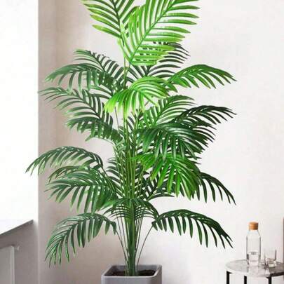 大型假棕榈树人造热带植物 - 68 厘米/95 厘米/125 厘米（49.2 英寸）槟榔棕榈树适用于家庭、办公室、花园、派对装饰 - 室内外塑料植物装饰 - 逼真的人造棕榈树