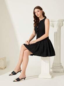 CUCCOO CHICEST Women's Elegant Casual Minimalist All-Match Black Faux Leather Pointed Toe Kitten Heel Sandals, Suitable For Work, Vacation, Beach, Versatile - Black - View 6